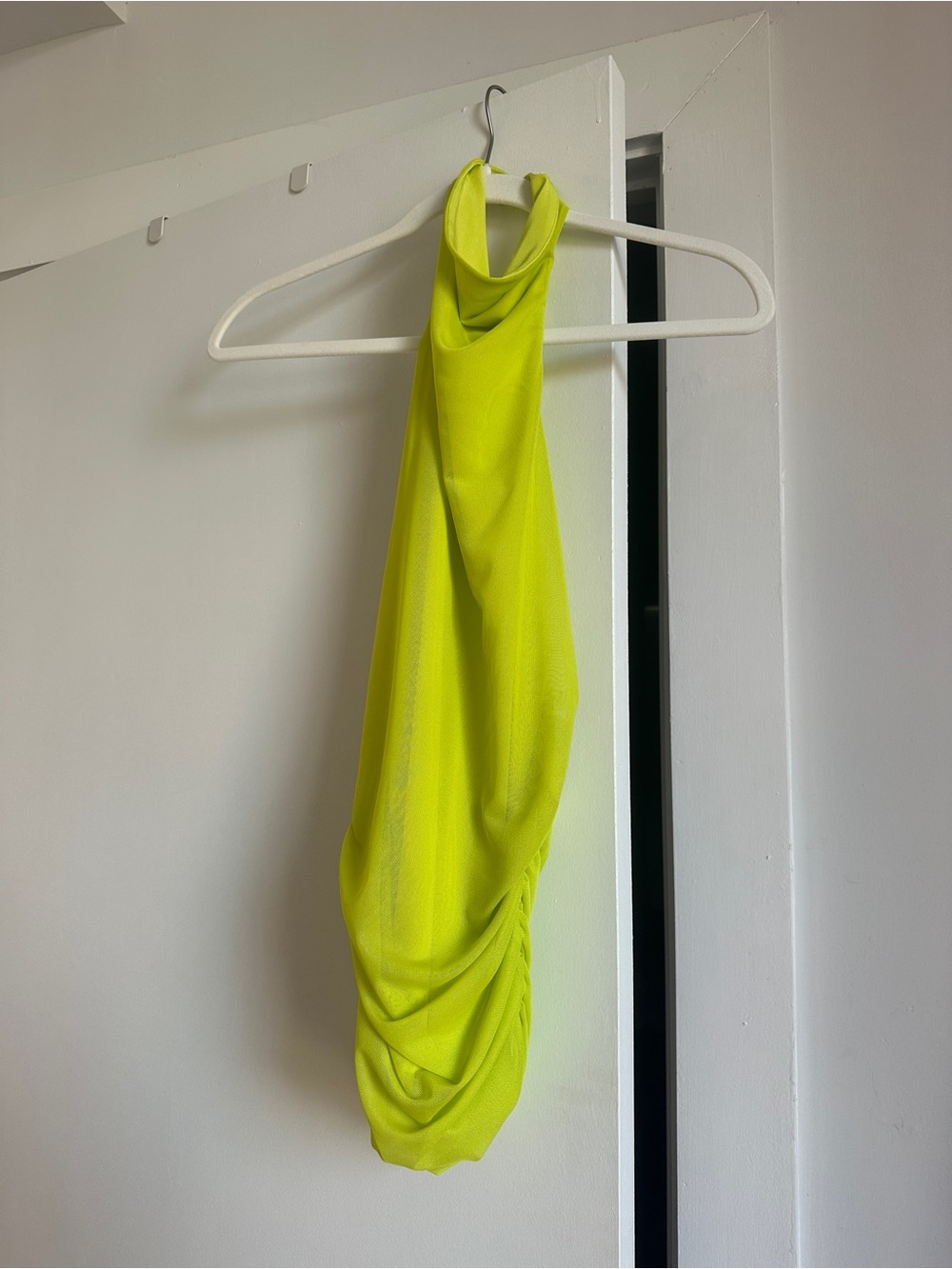 Neon Yellow Draped Halter Scarf Wrap